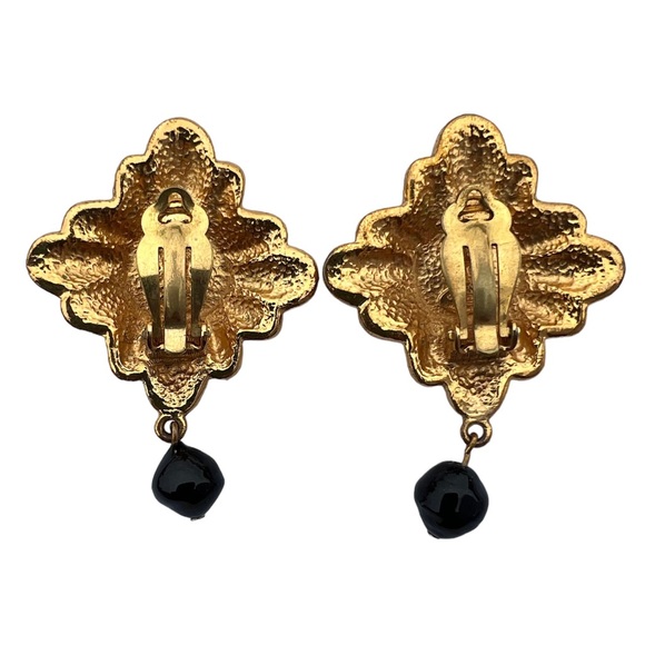RARE Vintage Chanel 1990’s Collection 26 Red And Black Gripoix Earrings - Picture 4 of 6